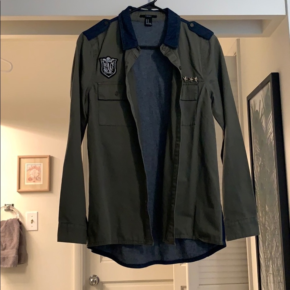 Forever 21 olive and denim jacket